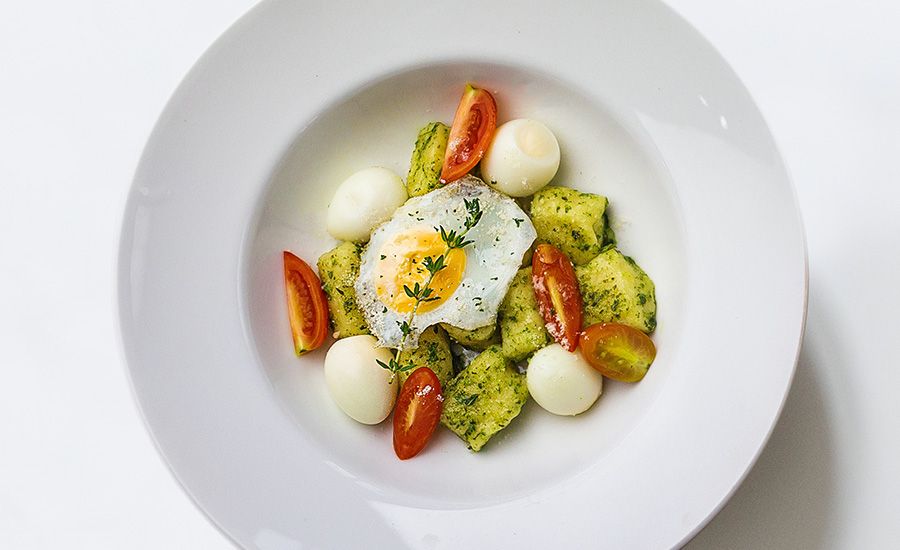 Egg and sausage and tomato dish | Market Street catering | Pagano's Market & Bar